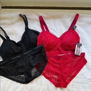 Nautica Women's Black and Red Intimates Set NWO-T Large